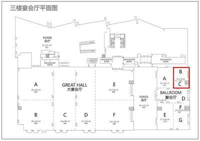 广州南丰朗豪酒店宴会厅BC合厅场地尺寸图71